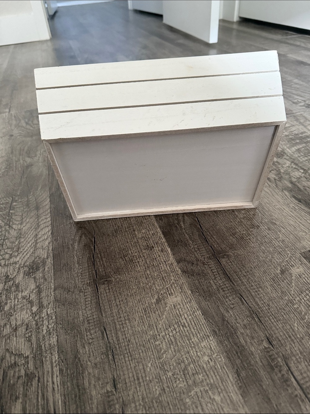 White Wooden Slatted Decorative Storage Crate - Picture 5 of 6